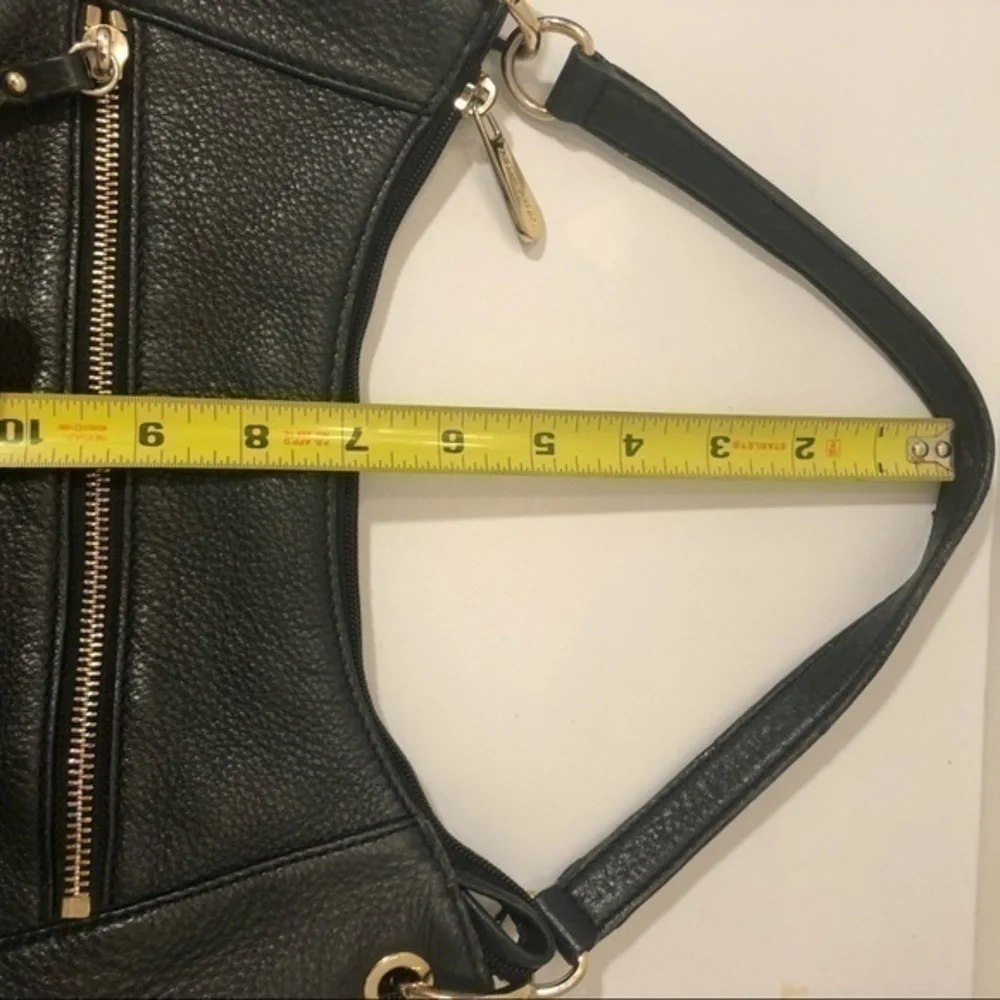 Michael kors black leather hobo bag gold tone logo